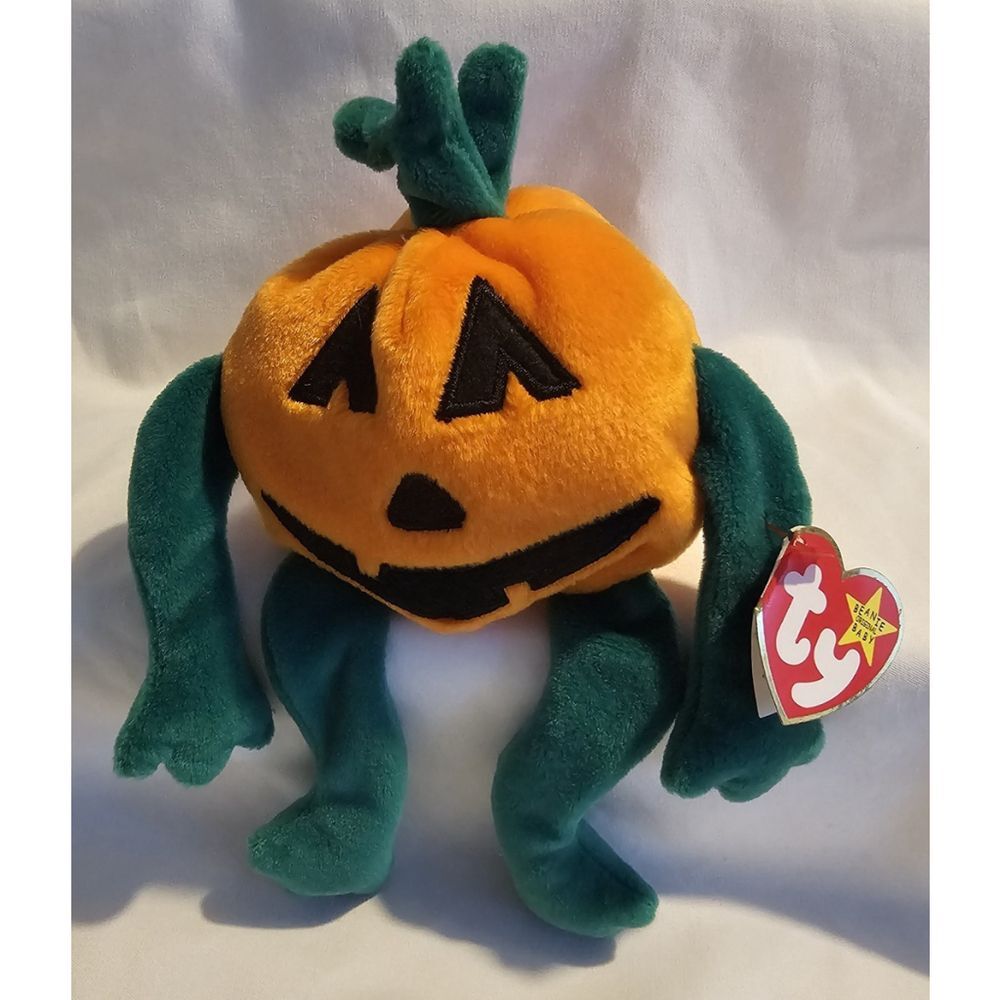 Rare Vtg 1998 Pumkin TY Beanie Baby with Errors Oakbrook KR Ghost/Goblins Poem